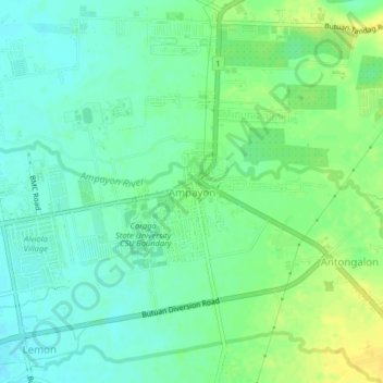 Ampayon topographic map, elevation, terrain