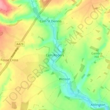 Coln Rogers topographic map, elevation, terrain