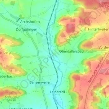 Bonlanden topographic map, elevation, terrain