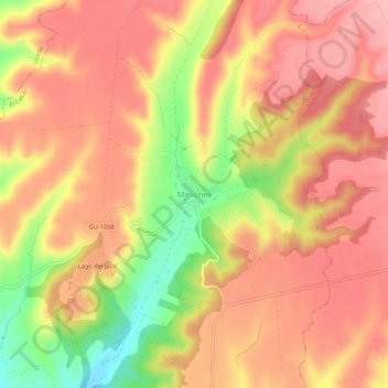 Mesones topographic map, elevation, terrain