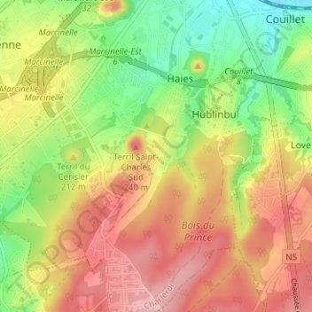 Sart Saint-Nicolas topographic map, elevation, terrain