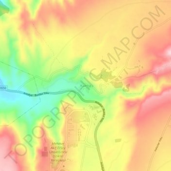 Kurna topographic map, elevation, terrain