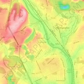 North Coplay topographic map, elevation, terrain