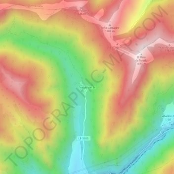 Tejedo del Sil topographic map, elevation, terrain