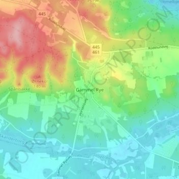Gammel Rye topographic map, elevation, terrain