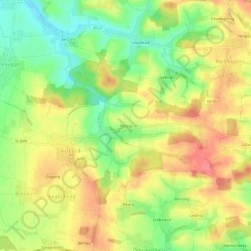 Polzing topographic map, elevation, terrain