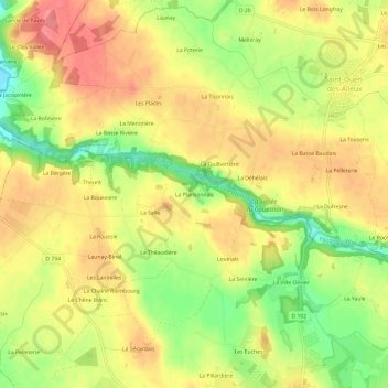 La Plansonnais topographic map, elevation, terrain