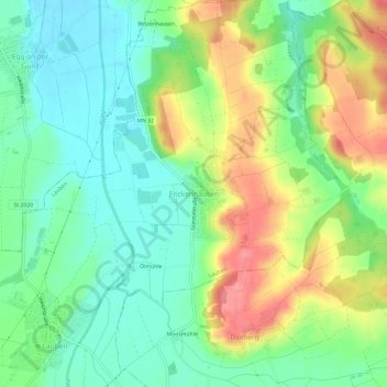 Frickenhausen topographic map, elevation, terrain