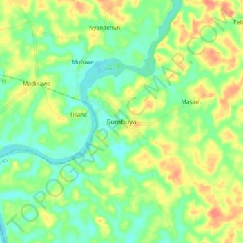 Sumbuya topographic map, elevation, terrain