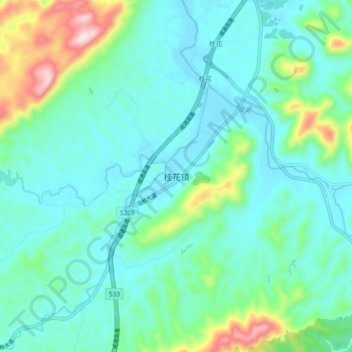 桂花镇 topographic map, elevation, terrain