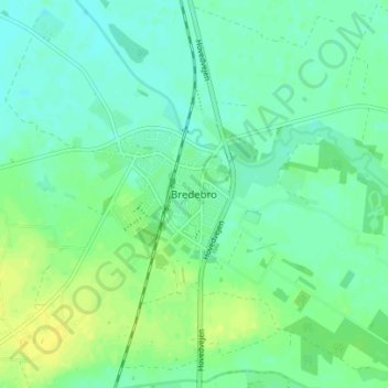 Bredebro topographic map, elevation, terrain