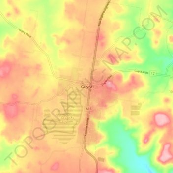 Guyra topographic map, elevation, terrain