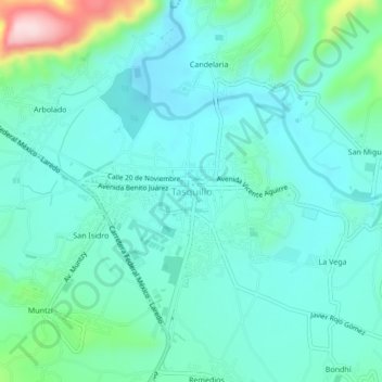 Tasquillo topographic map, elevation, terrain
