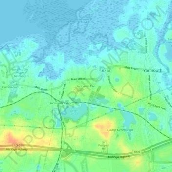 Yarmouth Port topographic map, elevation, terrain