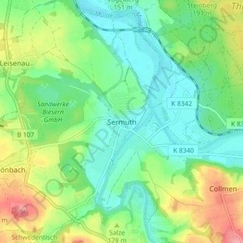 Sermuth topographic map, elevation, terrain