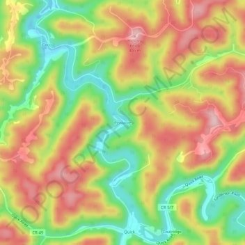 Pentacre topographic map, elevation, terrain