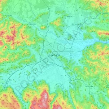 Ljubljana topographic map, elevation, terrain