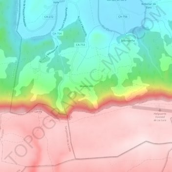 Montecillo topographic map, elevation, terrain