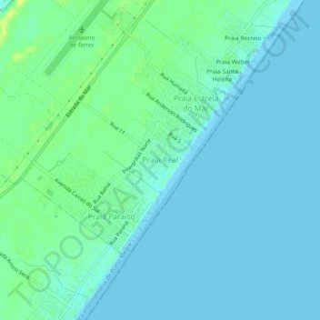 Praia Real topographic map, elevation, terrain