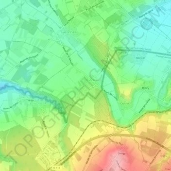 Soral topographic map, elevation, terrain