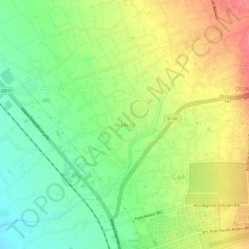 Yeşilköy topographic map, elevation, terrain