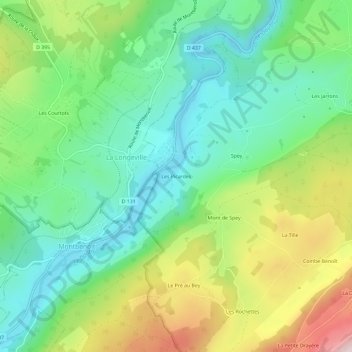 Les Picardes topographic map, elevation, terrain