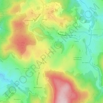 Coujard topographic map, elevation, terrain