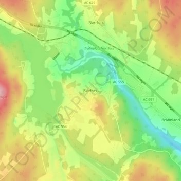 Sörfors topographic map, elevation, terrain