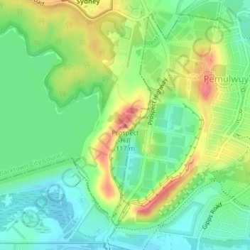 Prospect Hill topographic map, elevation, terrain