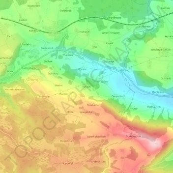 Rausch topographic map, elevation, terrain