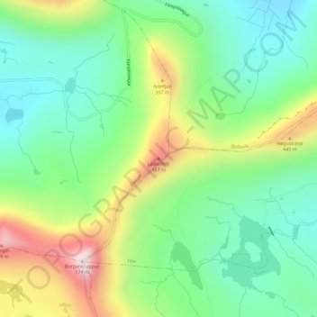 Laðanfelli topographic map, elevation, terrain
