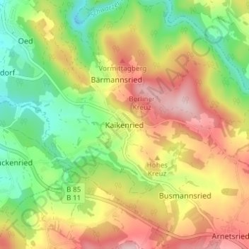 Kaikenried topographic map, elevation, terrain