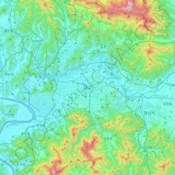 Daegu topographic map, elevation, terrain