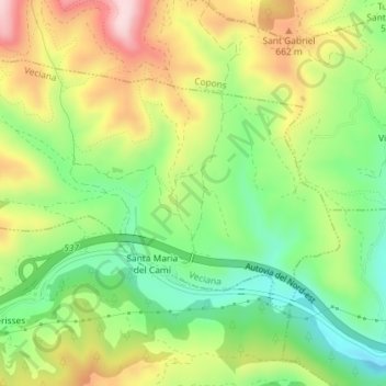 Plana del Simon topographic map, elevation, terrain