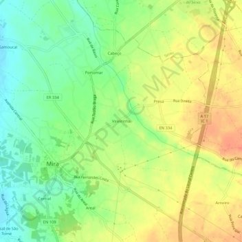 Valeirinha topographic map, elevation, terrain