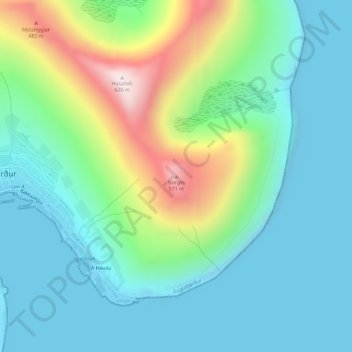 Borgin topographic map, elevation, terrain