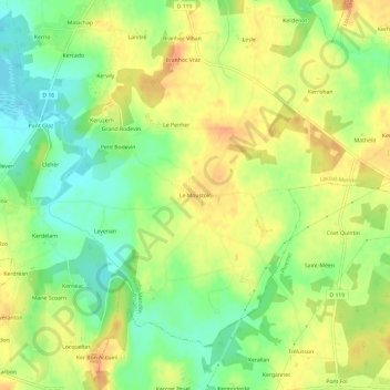 Le Moustoir topographic map, elevation, terrain