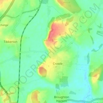 Crowle Green topographic map, elevation, terrain