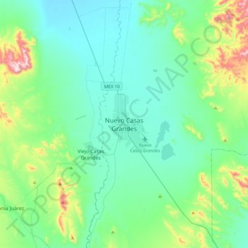 Nuevo Casas Grandes topographic map, elevation, terrain