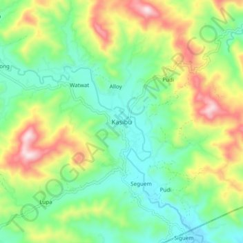 Kasibu topographic map, elevation, terrain