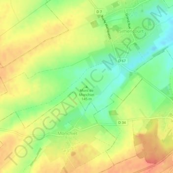 Mont de Monchiet topographic map, elevation, terrain