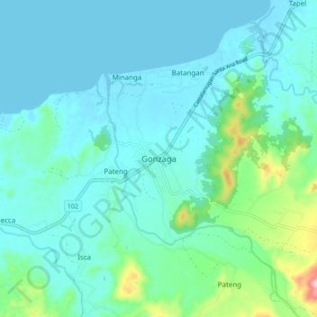 Gonzaga topographic map, elevation, terrain