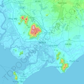 Bà Rịa topographic map, elevation, terrain
