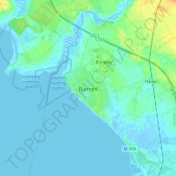 Bjärred topographic map, elevation, terrain