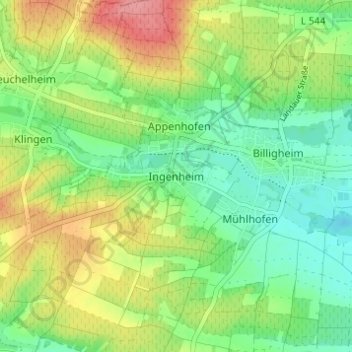 Ingenheim topographic map, elevation, terrain