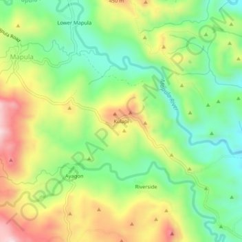 Kulapi topographic map, elevation, terrain