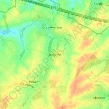 Trognée topographic map, elevation, terrain