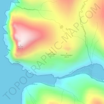 Ytriheyggjur topographic map, elevation, terrain