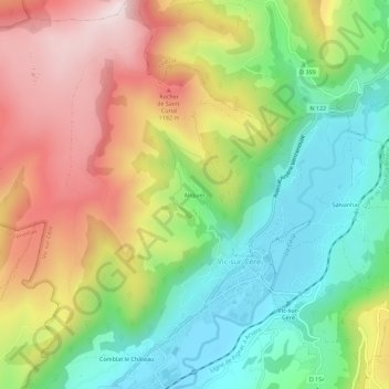 Aliquier topographic map, elevation, terrain