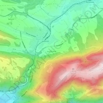 Sous le Mont topographic map, elevation, terrain